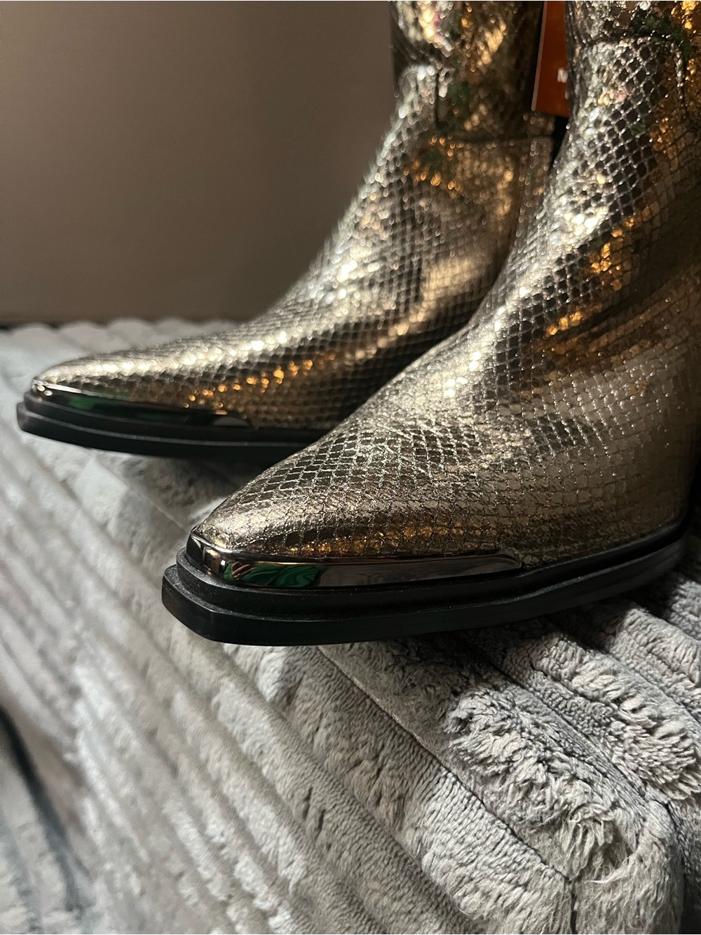 Franco Sarto Tall women's boots western feel metallic snake skin LEATHER - Picture 7 of 7